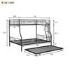 RISOKEYS Full XL Over Queen Metal Bunk Bed with Trundle - Bed with Ladder & High Guardrail, Noise Free, Convertible to 2 Separate Beds - 4 of 4
