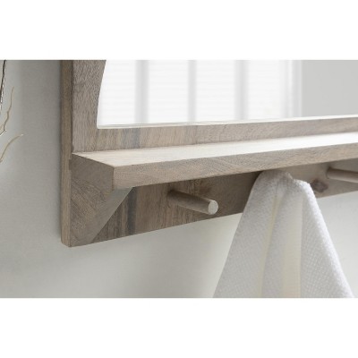 Andover White Mango Wood Arched Mirror with Hooks