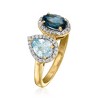 Ross-Simons 0.90 Carat London Blue and .70 Carat Sky Blue Topaz Toi Et Moi Ring With .20 ct. t.w. White Topaz in 18kt Gold Over Sterling - 3 of 4