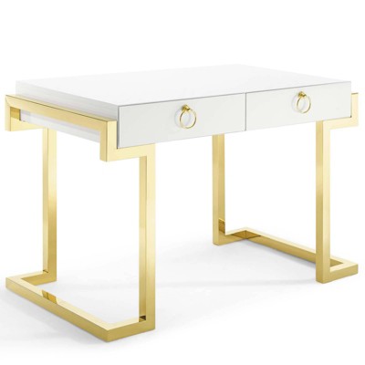 Ring Office Desk Gold/White - Modway