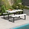 Gymax Picnic Table & Bench Set Outdoor Picnic Table Bench Set w/ Metal Frame & All Weather-resistant Surface Camping Table Set Black/Green/Grey/White - 3 of 4