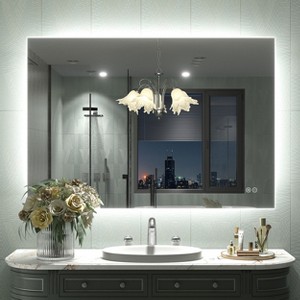 Apmir Super Bright 192 LEDs/m Back LED Lighted Anti-Fog Tempered Glass Bathroom/Vanity Mirror with ETL & 3-Year Warranty - 1 of 4
