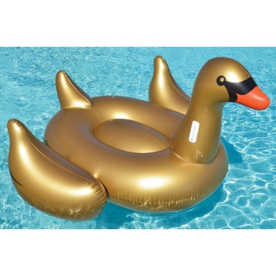 Swimline 75" Water Sports Inflatable Giant Goose Swimming Pool 1-Person Ride-On Float Toy - Gold