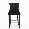 SKRAN Modern Velvet Bar Stools High Back Upholstered Barstools Set of 2 With Wood Legs, Button Tufted,Chrome Nailhead for Kitchen Island, Pub - 2 of 4