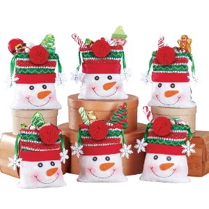 Collections Etc Holiday Snowman Treat Bags with Pom Pom Trim - 1 of 2