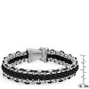 Steeltime Men's stainless steel and black cord twist bracelet - 3 of 4