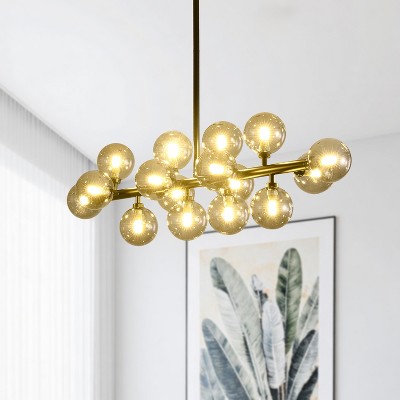 BAOURE Mid Century Modern Sputnik Chandelier, 16-Light Chandeliers over Table, Linear Chandelier Dining Room Light Fixture
