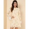 Allegra K Women's Elegant Ruffle Crew Neck Formal Elegant Mini Floral Lace Dress - 3 of 4