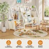SUGIFT Kids Bookshelf and Toy Organizer, 3-Tier Wooden Book Rack with Sling Fabric Storage, Toddler Reading Shelf for Playroom - 4 of 4