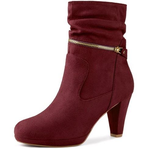 Burgundy mid clearance calf boots