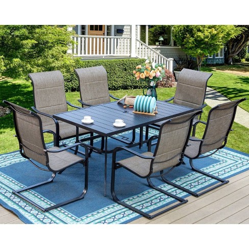 7pc Patio Dining Set With Rectangle Table With 2.6