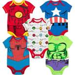 Marvel Avengers Hulk Captain America Iron Man Baby 5 Pack Bodysuits Newborn to Infant