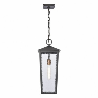 Matte Black Rectangular Glass Outdoor Hanging Lantern
