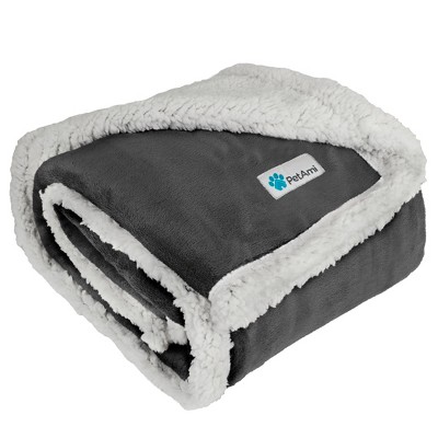 PetAmi Waterproof Dog Blanket for Bed Couch Sofa Cover, Reversible Faux Shearling Fleece Pet Throw