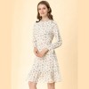 Allegra K Women's Floral Long Sleeve Printed Elastic Waist Ruffle Hem Knee Length Dress - 4 of 4