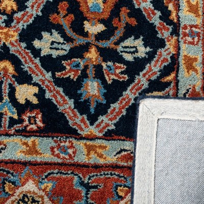 Navy and Red Hand-Tufted Wool Area Rug, 3' x 5'