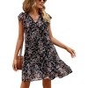 Clearlove Women's Babydoll Mini Dress Summer V Neck Sleeveless Flutter Sleeve Boho Floral Flowy Shift Short Dress. - 2 of 4