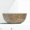 Beige Marble Vessel Sink – Handcrafted Round Bathroom Bowl, 16.1 Inch Polished Stone Basin, Durable and Elegant Design, Natural Marble Bathrooms - 2 of 4