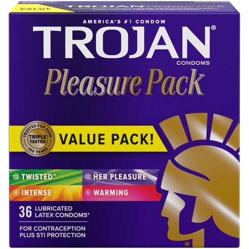 Trojan Pleasure Pack Assorted Lubricated Condoms - 36ct : Target