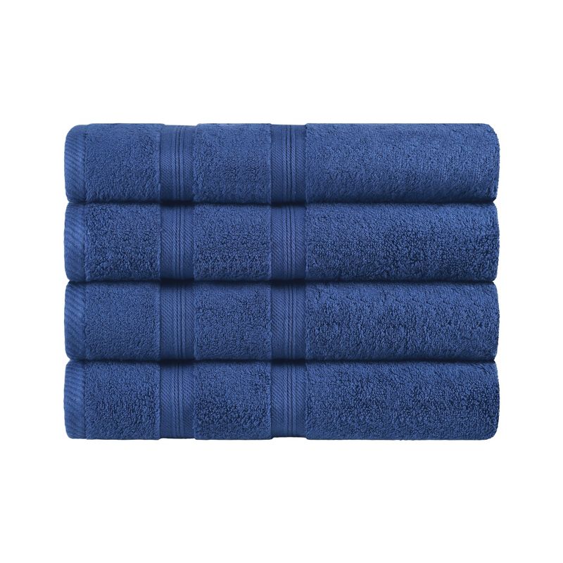 Smart Dry Zero Twist 100% Cotton Medium Weight Solid Border 4 Piece Bath Towel Set by Blue Nile Mills, 1 of 6