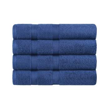 Smart Dry Zero Twist 100% Cotton Medium Weight Solid Border 4 Piece Bath Towel Set by Blue Nile Mills