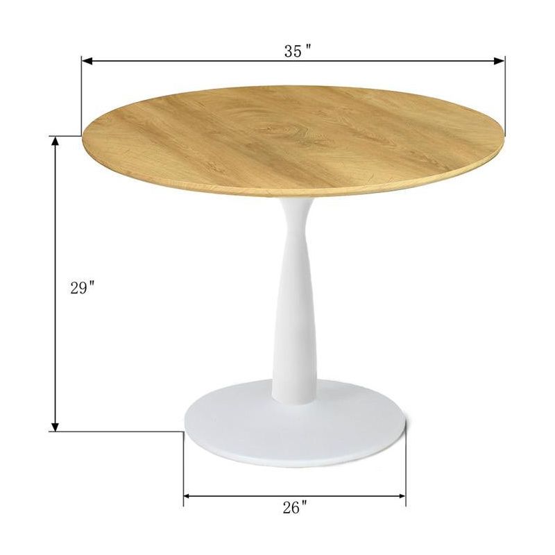 Harrison 35'' Wood Grain Finish Round Top With Metal Base Round Pedestal Dining Table-The Pop Maison, 4 of 9