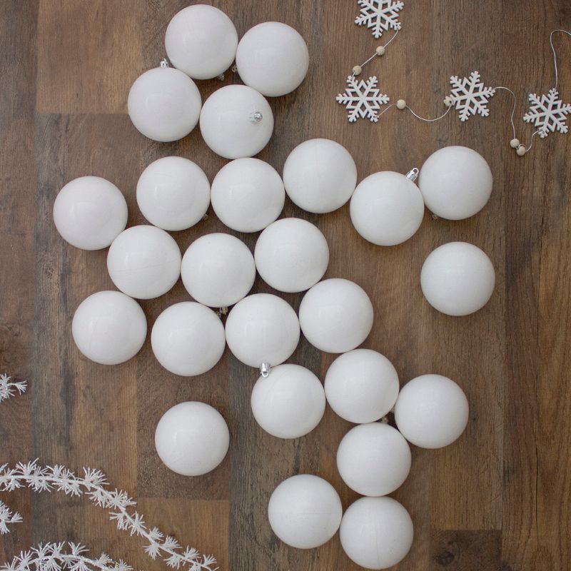 Northlight 60ct Shatterproof Shiny Christmas Ball Ornament Set 2.5" - White, 2 of 4