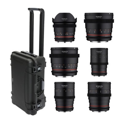 Rokinon Cine DSX Prime 6 Lens Set for Sony E- Mount (14mm, 24mm, 35mm, 50mm, 85mm, 135mm) with 6 Lens Carry-On Case bundle