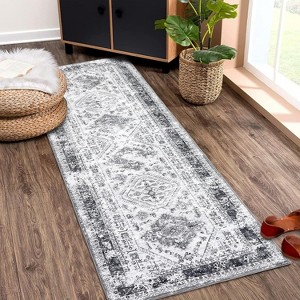 Vintage Area Rug, Low-Pile Ultra-Thin Stain Resistant Carpet with Non-Slip Backing for Living Room, Bedroom, Pet & Kid Friendly - 1 of 4