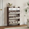 HDZNVF Walnut Colored Shoe Cabinet, 3 Doors and 2 Drawers, Pvc Door Design, Large Storage Space - 4 of 4