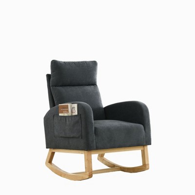 NicBex Polyester Glider Rocking Chair,Upholstered Nursery Rocking Chairs with High Backrest,Comfy Rocking Chair,Nursing Chair for Bedroom