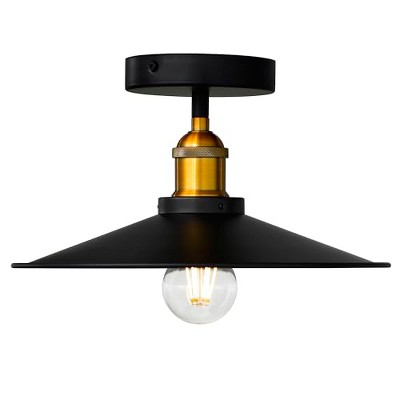 CWI Lighting Brave 1 Light Flush Mount With Black Finish