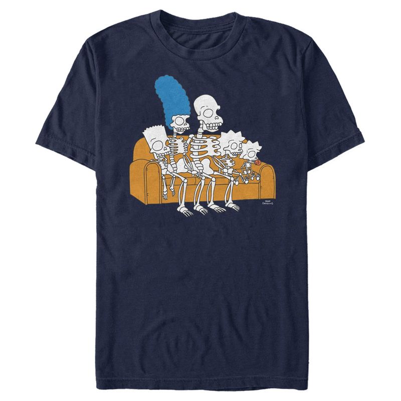 Men's The Simpsons Skeleton Family on Couch T-Shirt, 1 of 6