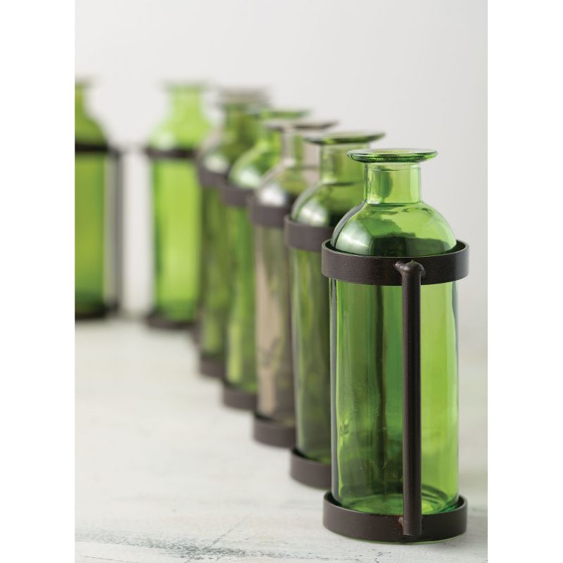 Sullivans Ten Glass Bottle Vases 6.5"H Green, 3 of 4