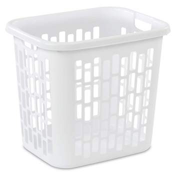 Sterilite Ultra Easy Carry Plastic Dirty Clothes Laundry Basket Hamper with Integrated Handles and Ventilation Holes, White (12 Pack)