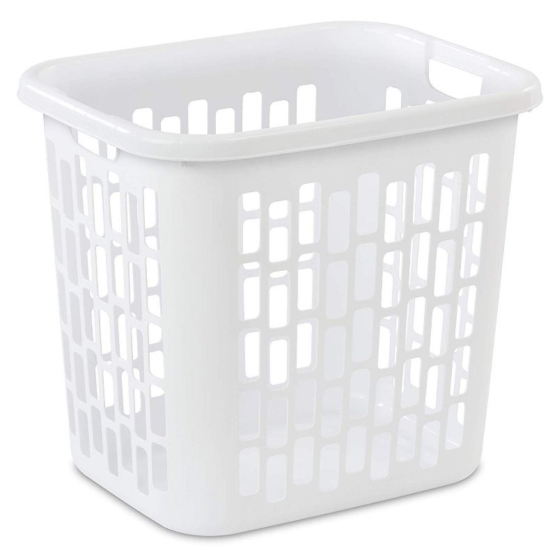 Sterilite Ultra Easy Carry 2 Bushel Plastic Combination Laundry Basket and Dirty Clothes Hamper with Vents for Bedroom and Bathroom, White (4 Pack), 2 of 4