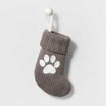 Mini Knit Monogram Christmas Stocking Paw Print Gray - Wondershop™