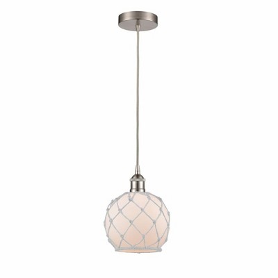 Farmhouse Rope - 1 Light Cord Hung Mini Pendant In Industrial Style-10.75 Inches Tall and 8 Inches Wide