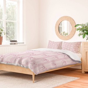 Deny Designs Full/Queen Marufemia Coquette pink bows Duvet and Pillow Sham Set: Abstract Pattern, 300 Thread Count - 1 of 4