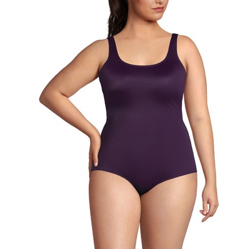 Lands' End Women's Tummy Control Scoop Neck Soft Cup Tugless Sporty One  Piece Swimsuit Print