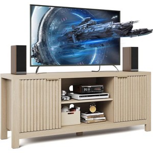 65" Fluted TV Stand - Modern Entertainment Center w/ 2 Storage Cabinets & Open Shelves | Heavy-Duty Console for Living Room & Bedroom - 1 of 4