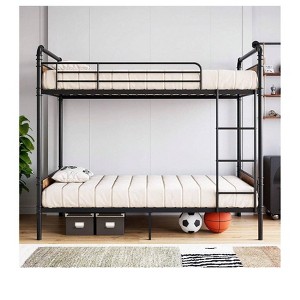 Coucheta Twin Bunk Bed for Kids - Heavy duty convertible metal frame with guardrail & ladder. Noise free, no box spring needed - 1 of 4