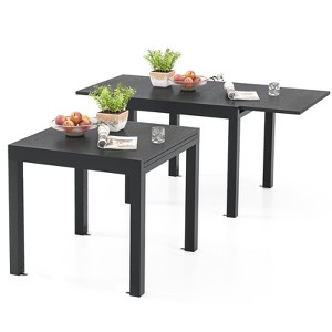 Tangkula Patio Expandable Dining Table  31.5”-63” Adjustable Rectangular All Weather Aluminum Outdoor Dining Table for 4-6 Person - 1 of 4