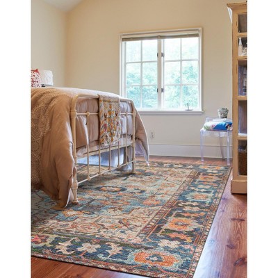Handwoven Light Blue and Multicolor Chenille Floral 8' x 10' Area Rug