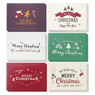 48-Pack Merry Christmas Greeting Cards Bulk Box Set - Winter Holiday Xmas Greeting Cards with Retro Modern Designs, Envelopes Included, 4 x 6 inches