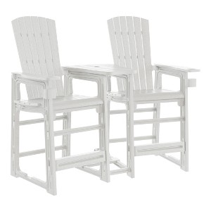 WestinTrends Azura Outdoor Tall Adirondack Chairs With Connecting Table Tray (Set of 2), White - 1 of 4