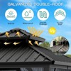 Outdoor Galvanised Steel Hardtop Gazebo, Heavy Duty Double Roof Outdoor Gazebo with Netting and Sunshade Curtains, Aluminium Framed Gazebo for Patio - 2 of 4