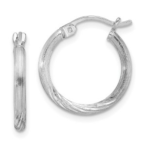 Black Bow Jewelry 2mm, Satin, Diamond Cut Sterling Silver Hoops - 17mm (5/8 Inch) - 1 of 4
