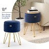 StorageBud Round Ottoman with Storage, Textured Velvet Storage Ottoman, Modern Foot Stool for Living Room and Bedroom - 4 of 4