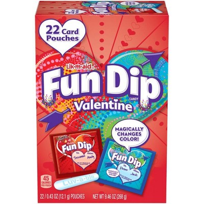 Lik-m-aid Fun Dip Valentine's Day Exchange Candy & Card Kit - 9.46oz/22ct